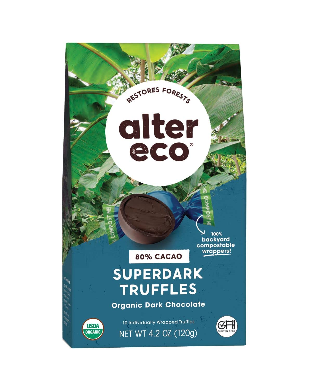 Alter Eco | Superdark Chocolate Truffles | Pure Dark Cocoa, Fair Trade, Organic, Non-GMO, Gluten Free (10 Count (Pack of 1))