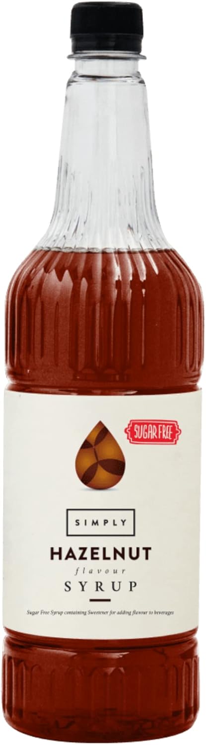 Simply Sugar Free Hazelnut Syrup, Low Calorie, Vegan & Nut Free Flavoured Syrup for Coffee, Cocktails & Baking (1 Litre)