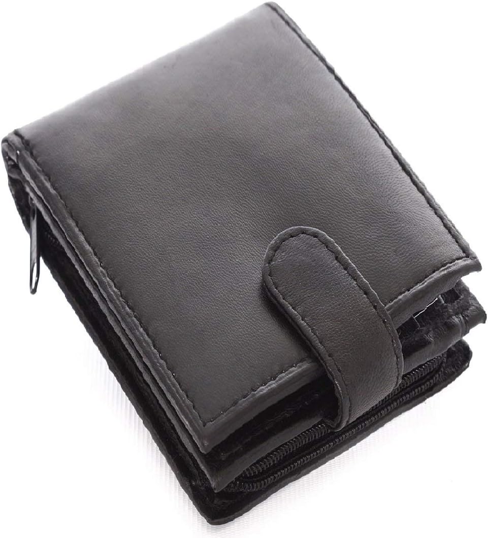 Lorenz Mens RFID Blocking Soft Leather Wallet with Back Zipped Compartment 11cm x 9.5cm x 1.5cm