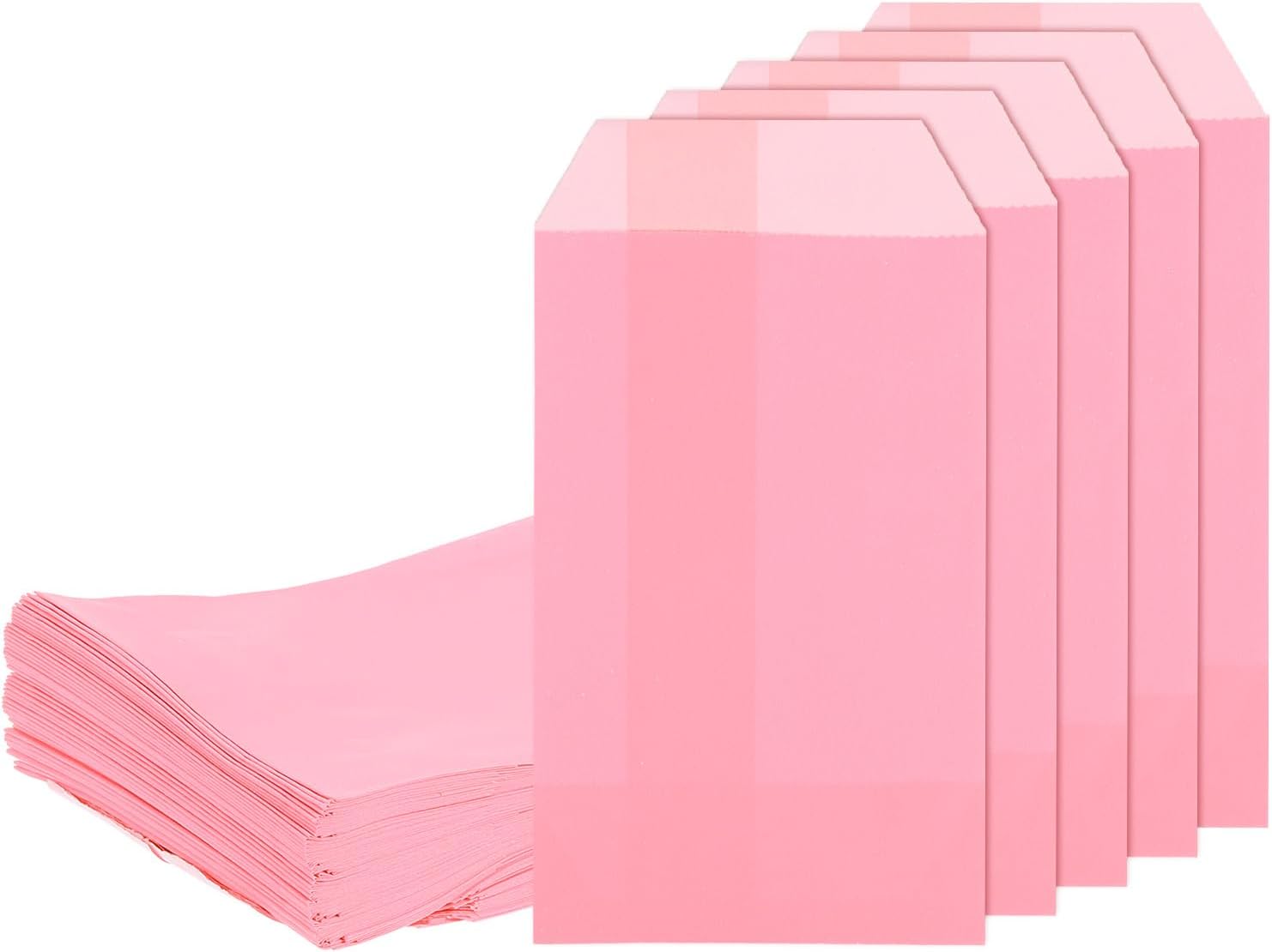 sourcing map 100Pcs Kraft Paper Treat Bags, 6" x 4" Greaseproof Candy Bags Flat Favor Small Gift for Bakery Cookies Dessert Chocolate Soap Wedding Party Favor, Pink