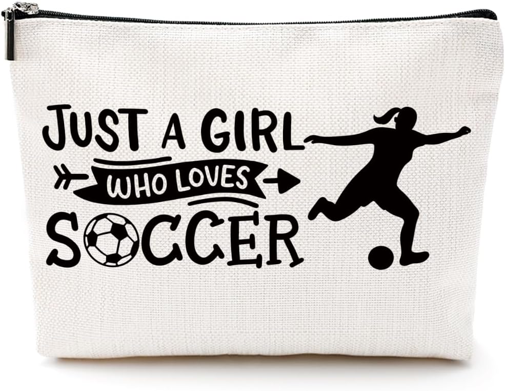 Soccer Gift Makeup Bag, Soccer Coach Gifts, Soccer Stuff Accessories Cosmetic Bag for Girls Women Soccer Lovers Sister Christmas Birthday Gifts Soccer Team Gifts Travel Toiletry Bag Zipper Pouch