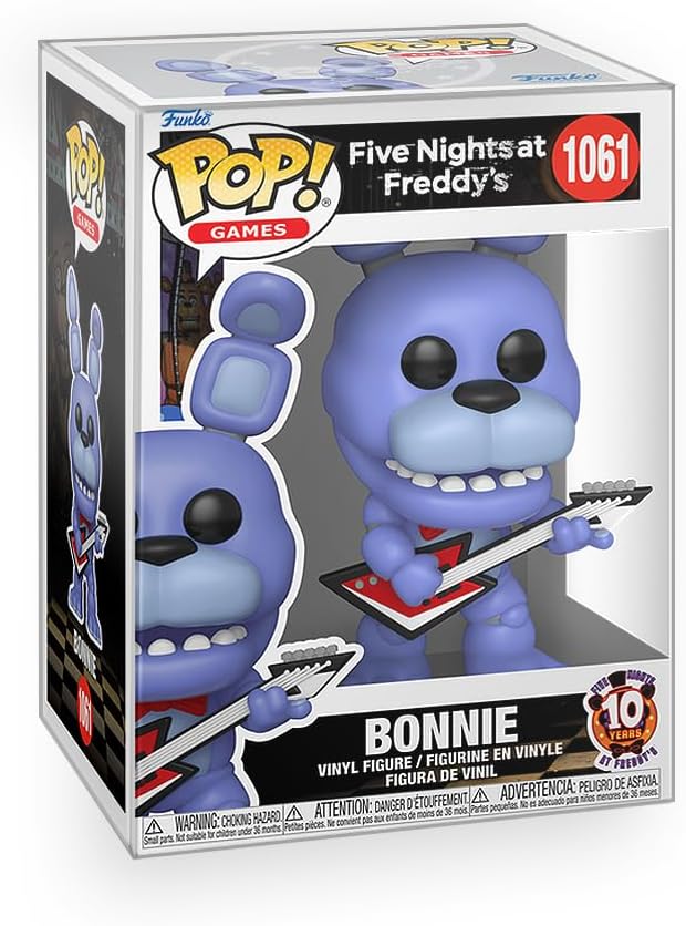 Five Nights at Freddy's (FNAF) - Bonnie with Guitar 10th Year Anniversary Edition Vinyl Figure Bundle with Compatible Funko Pop Box Protector