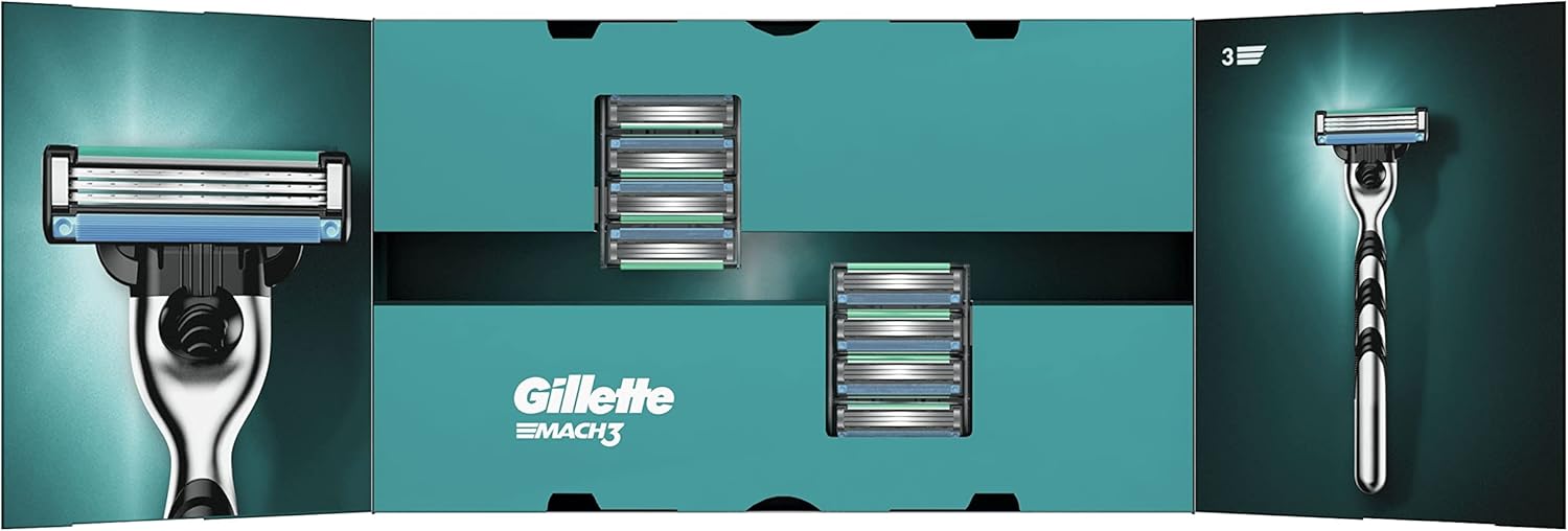Gillette Mach3 Razor Blades Men, Pack of 8 Razor Blade Refills, Stronger Than Steel Blades (Packaging May Vary)
