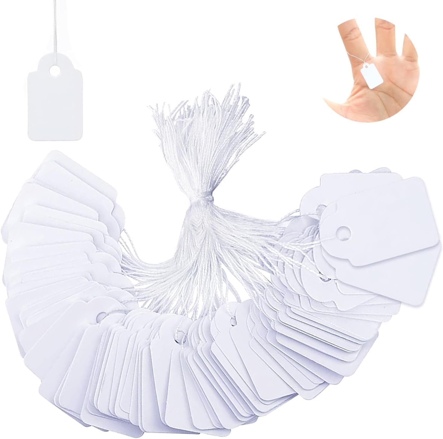 500-Pack Small Hang Strung Price Tags with String – Durable Pricing Labels for Jewelry, Clothing & Retail | Cardstock for Clear, Smudge-Free Marking