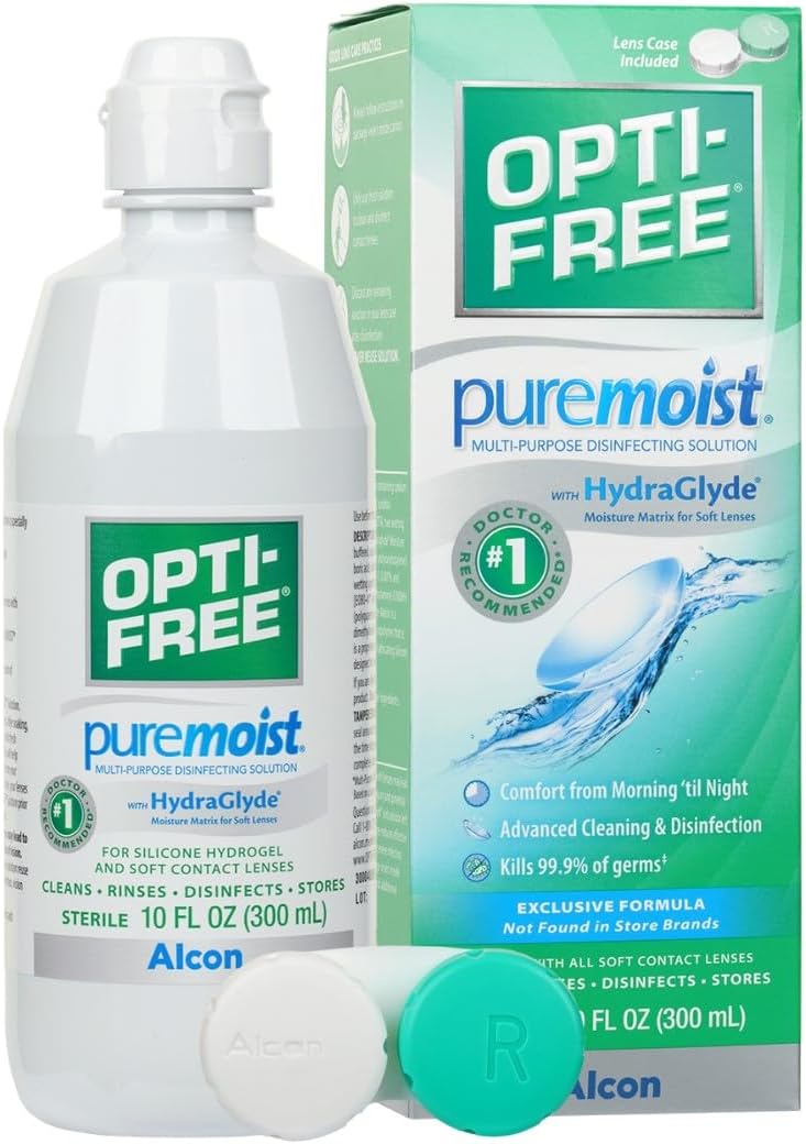 Opti-Free Puremoist Multi-Purpose Contact Lens Cleaning and Disinfecting Solution with Lens Case, 10 FL Oz (Pack of 1)