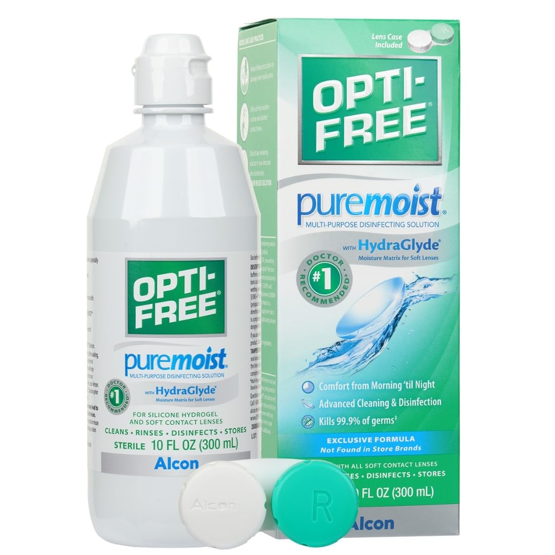 OPTI-FREE Puremoist Multi-Purpose Disinfecting Solution with Lens Case, 10-Ounces
