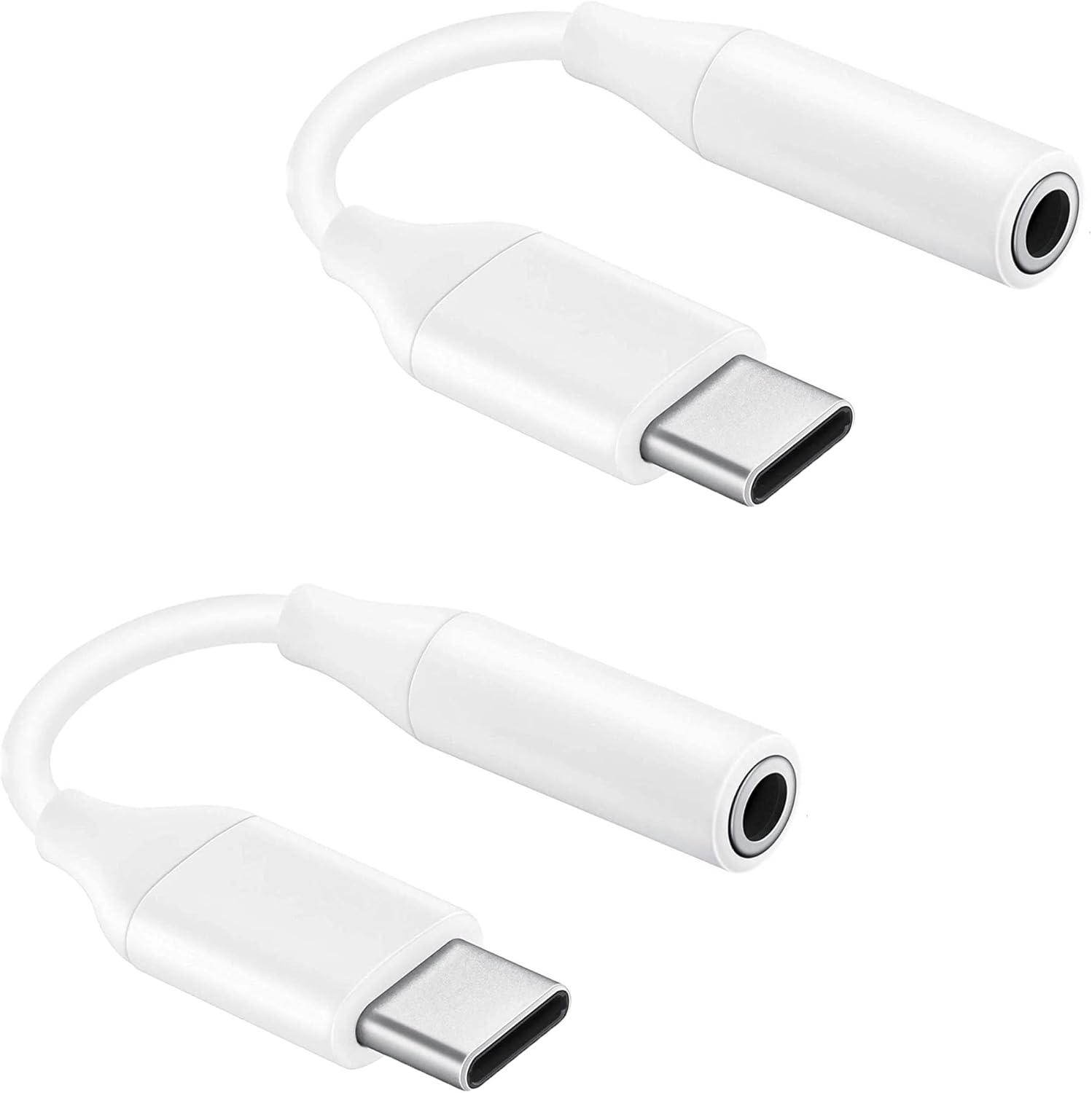 USB C to 3.5mm Headphone Adapter Compatible with Oppo K12 with Digital DAC Chip That's Dual 1/8 inch TypeC/PD! (2 Pack/White)