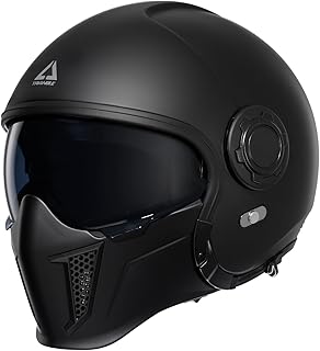 TRIANGLE Full Face Motorcycle Helmets,Off-Road Motocross Helmet for Men & Women,Dual Visor with Internal Tinted Sunshield,Open Face 3/4 Adult Racing Helmet DOT Approved(Black,L)