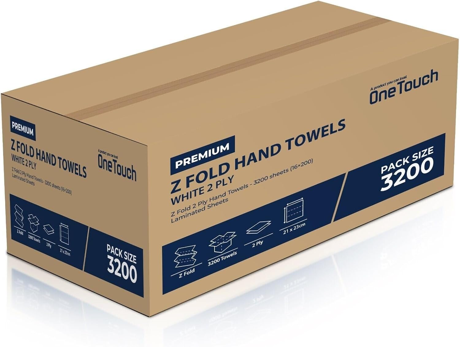 OneTouch 2 Ply Paper Towels White Hand Towels Z fold Towel Pure Dispenser Tissue Multifold Towels C fold Interfold Towel 3205 Sheets