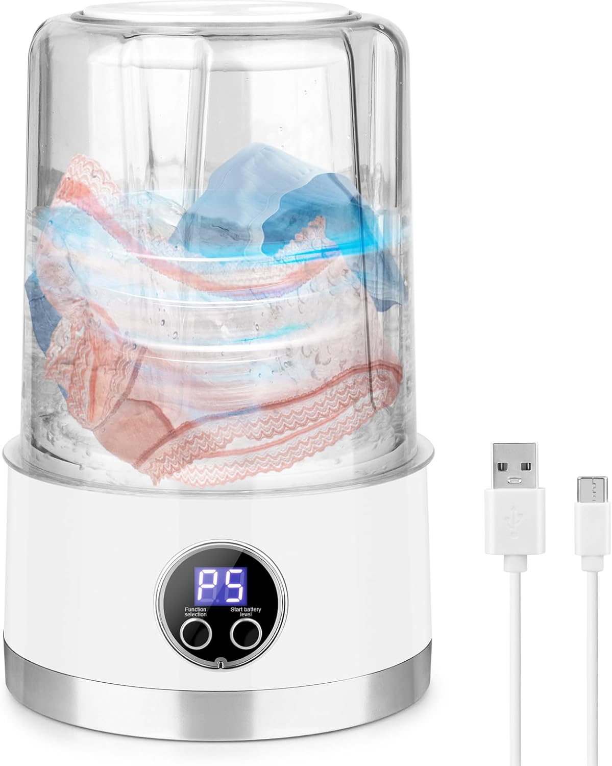 Underwear Washing Machine | Rechargeable Mini Portable Washing Machine with 3000mah | Compact Deep Cleans Underwear, Baby Clothes | Lightweight for Apartment, Dorm, Hotel, RV, Travel & Camping
