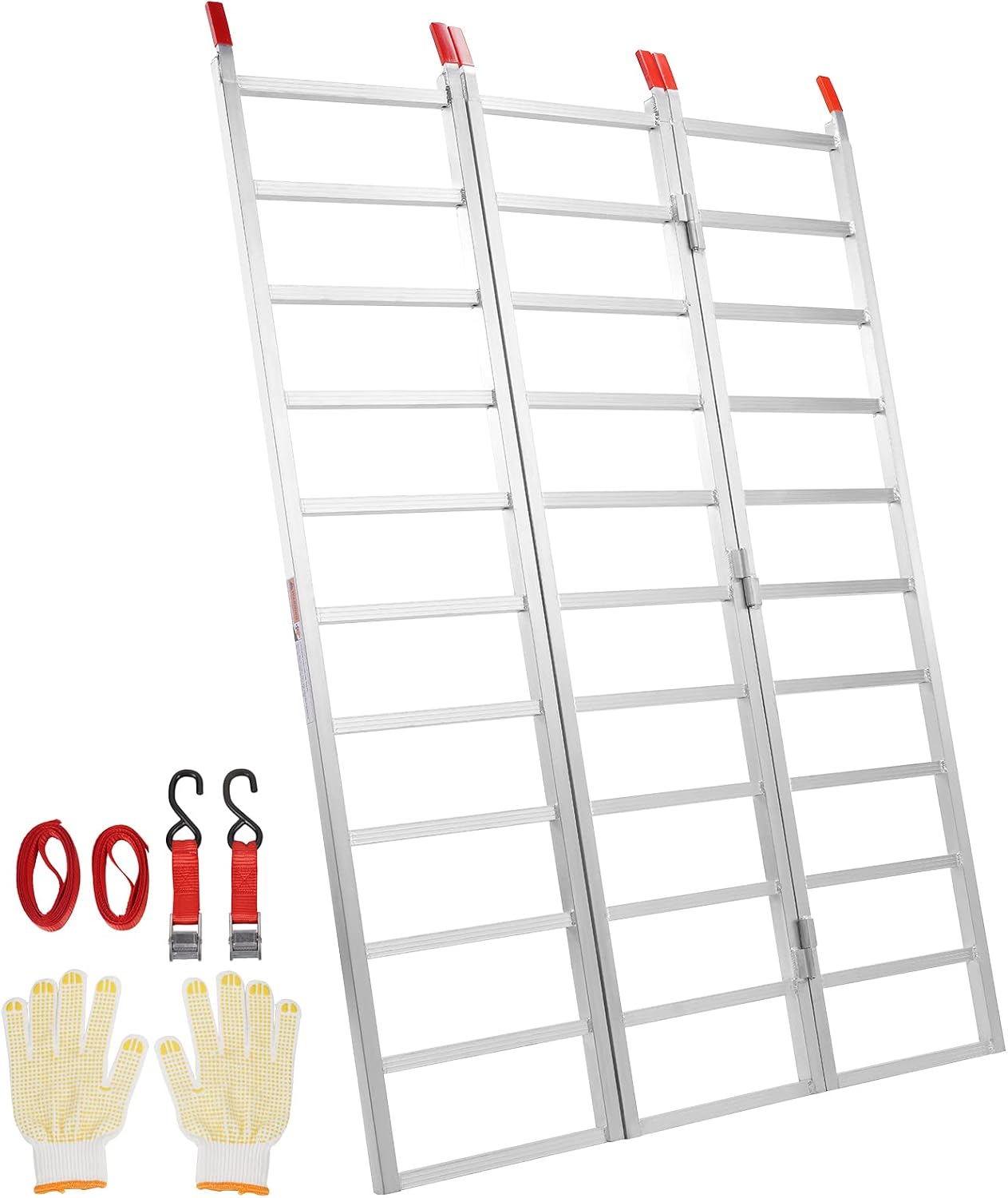 VEVOR Aluminum Ramps, 1500 lbs, Folding Loading Ramp with Load Straps, Tri-Fold Ramp for Motorcycles,UTVs, ATVs, Trucks, Lawnmowers, Snow Blowers, 77" L x 54" W, Sliver