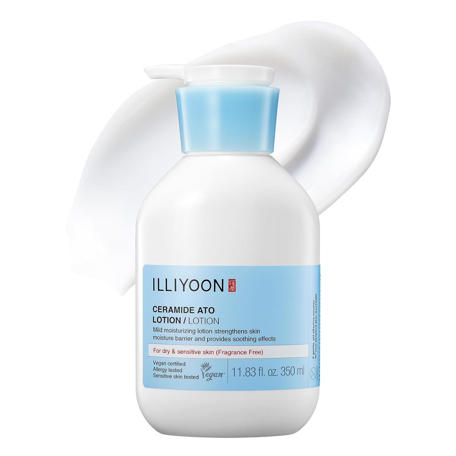 Illiyoon Ceramide Ato Lotion | Lightweight Moisturizer for Dry & Sensitive Skin, Barrier Repair for Face & Body, Mild for Babies, Vegan Certified, Korean Skin Care, 11.83 fl.oz.