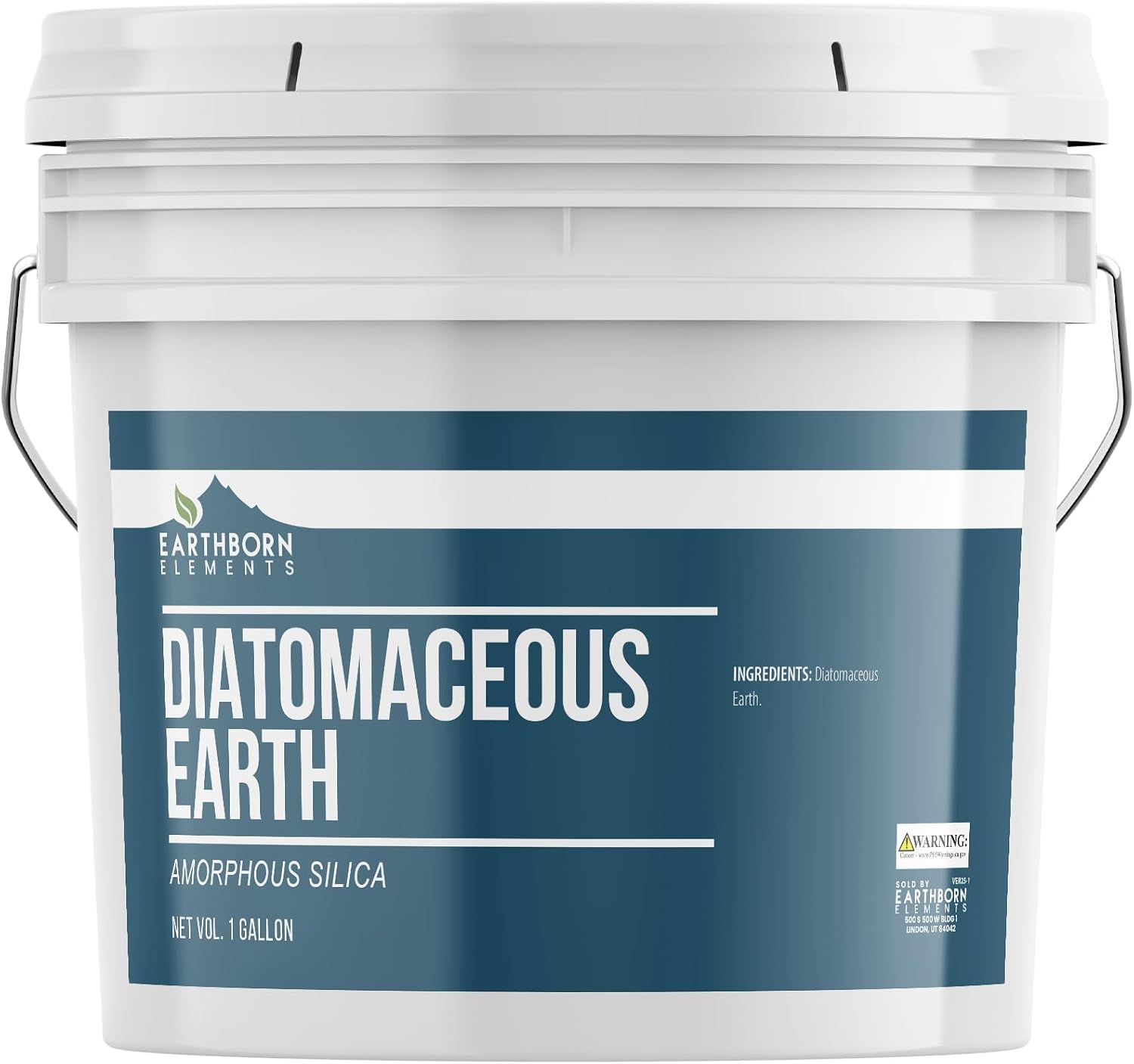 Earthborn Elements Diatomaceous Earth (1 Gallon), Resealable Bucket, Pure Freshwater Amorphous Silica