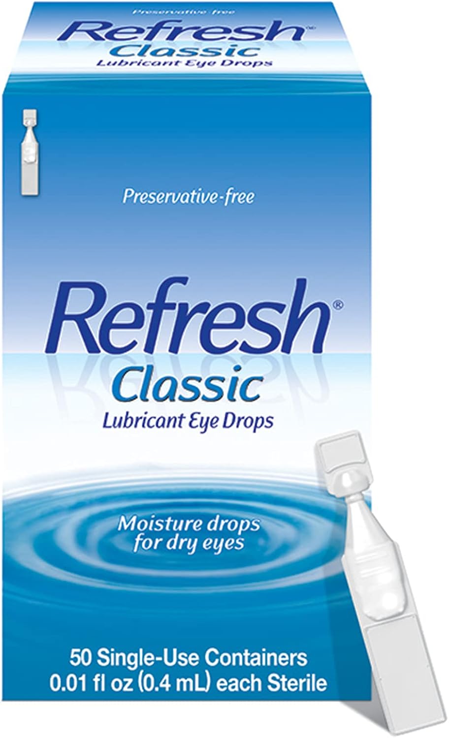 Refresh Classic Lubricant Eye Drops, Preservative-Free,0.01 Fl Oz Single-Use Containers, 50 Count, Pack of 1, Packaging May Vary
