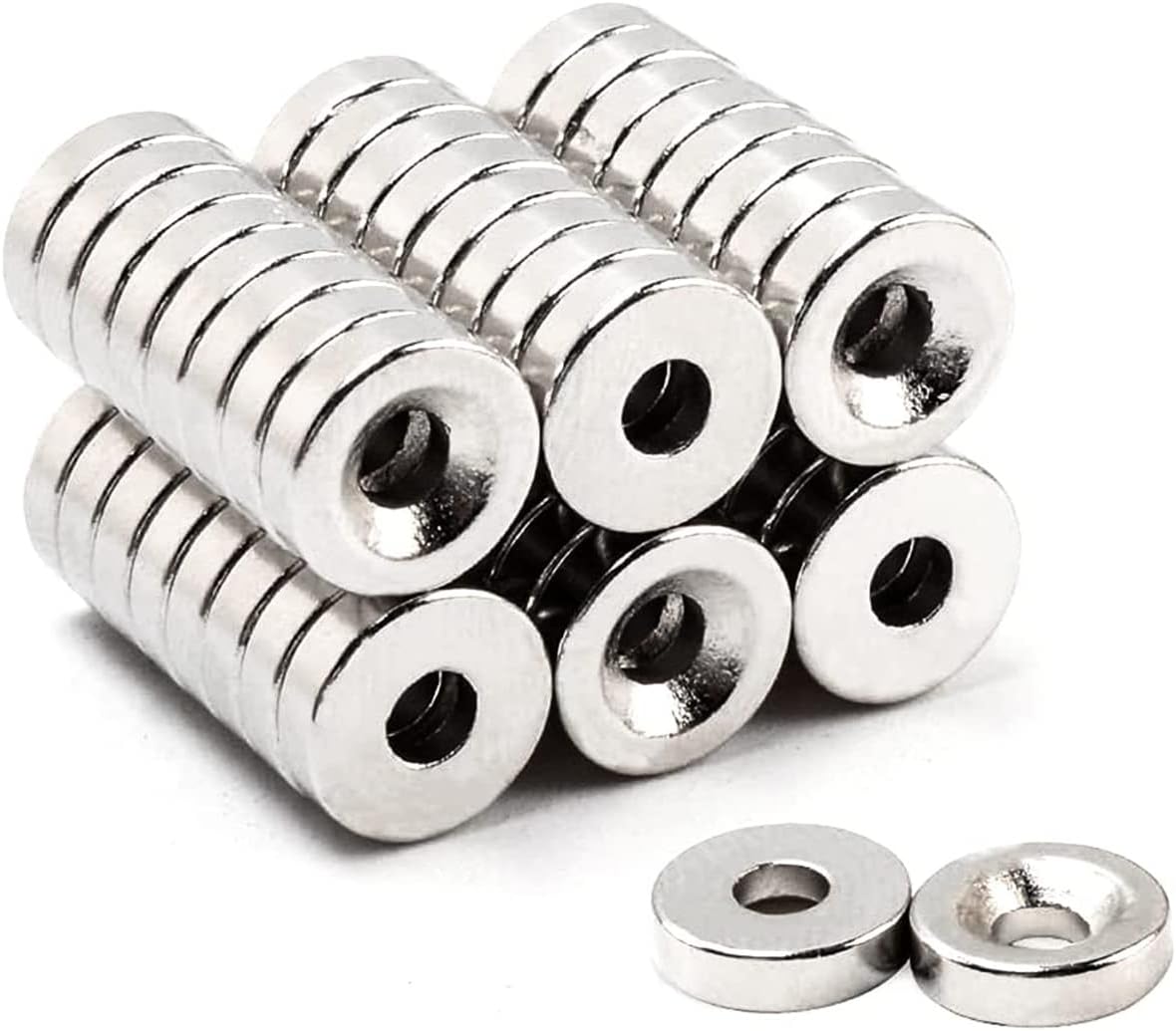 50pcs Strong Neodymium Round Magnets, For Arts, Crafts, Hobbies - Whiteboard, Fridge, Office - 10mm x 3mm Hole x 3mm Thickness