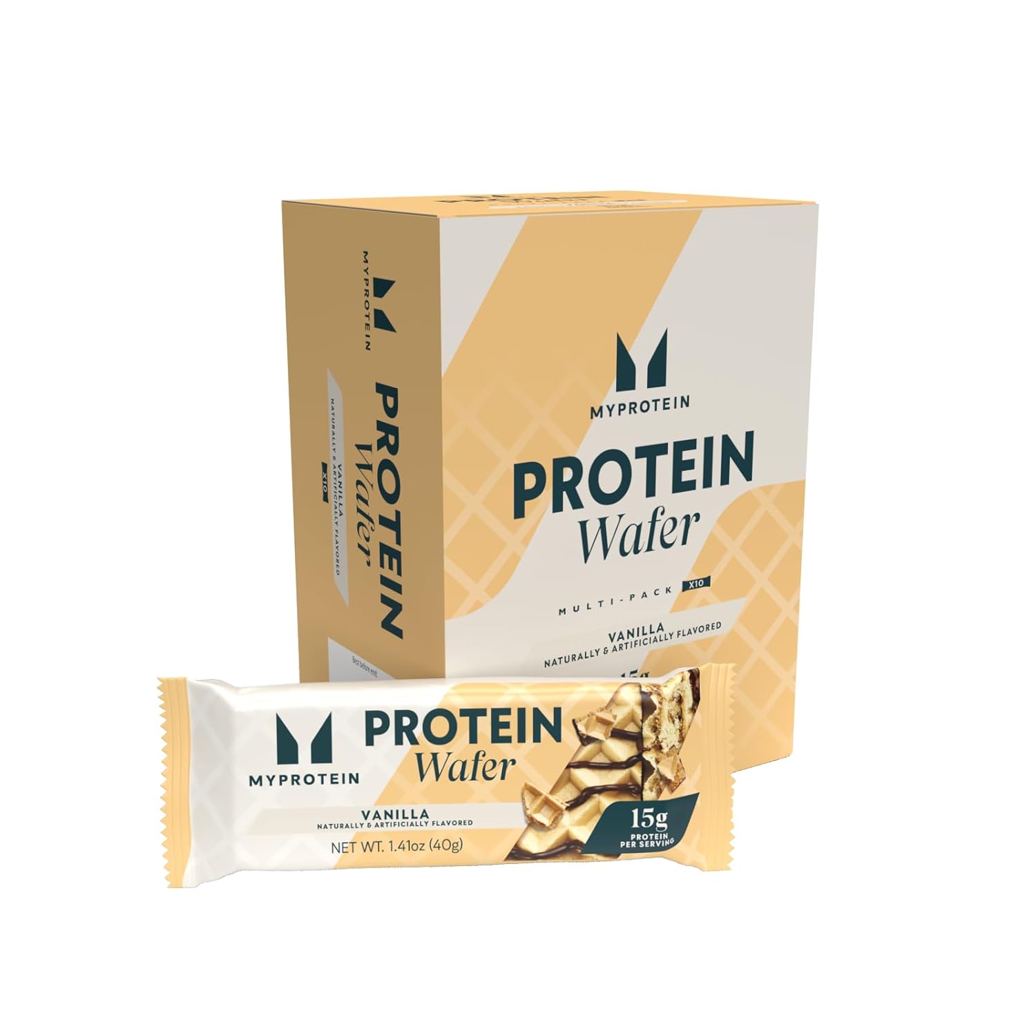 Myprotein Protein Bars, Crispy Wafers, 15g High Protein Snacks, Box of 10 Vanilla Wafers Packs, Milk & Whey Isolate, Delicious Light & Crunchy Snack Bars