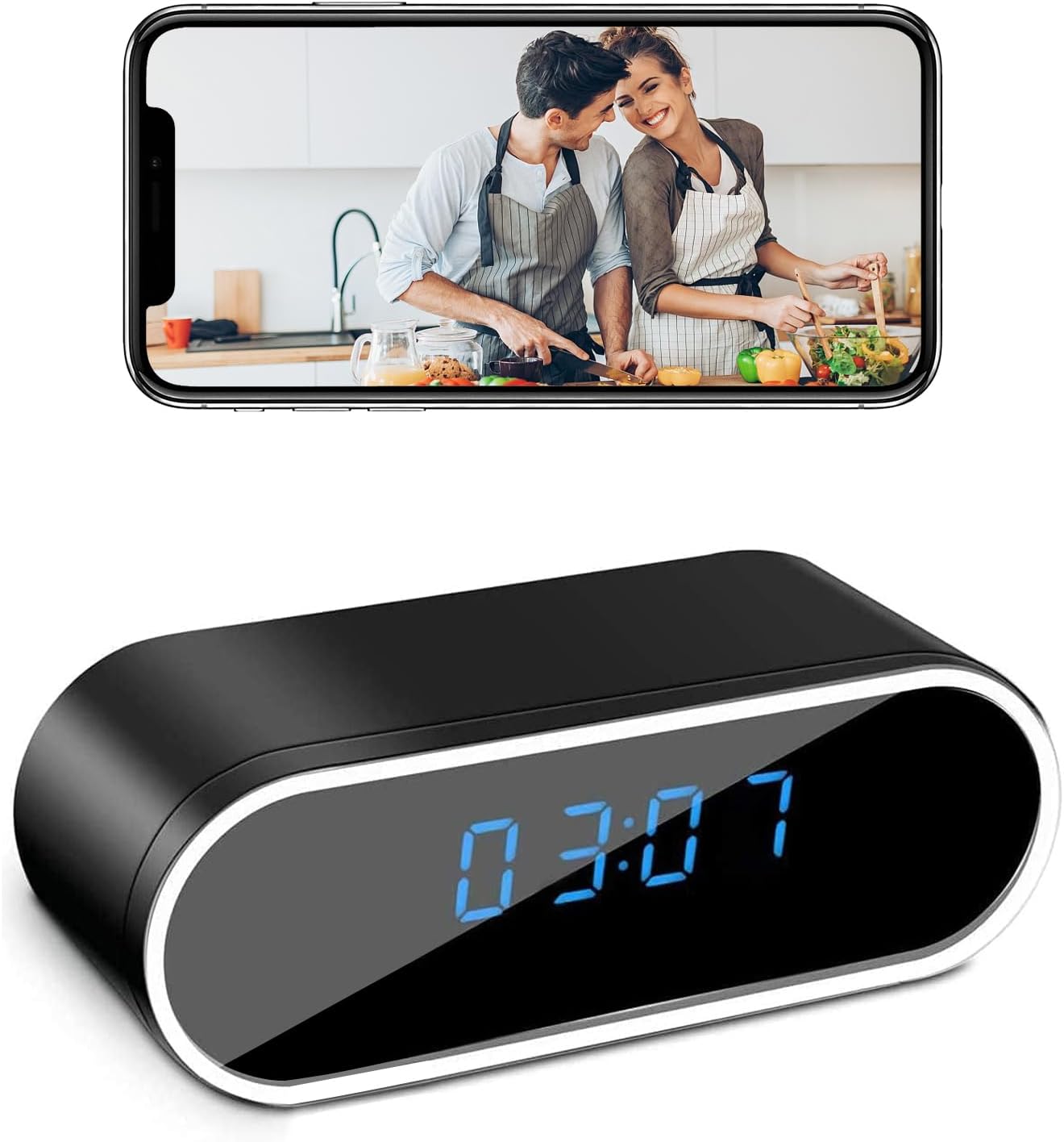 ehomful Hidden Camera Clock HD 1080P WiFi Wireless Video Cameras Spy Camera Night Vision Surveillance Security Nanny Cams for Home/Pet