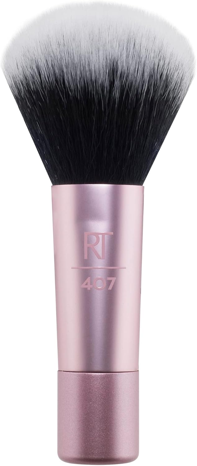 Real Techniques Mini Multitask Makeup Brush, For Blush, Bronzer and Powder, Face Brush with Custom-Cut Synthetic Bristles, For Loose and Pressed Powder, Travel Sized, Vegan and Cruelty-Free, 1 Count