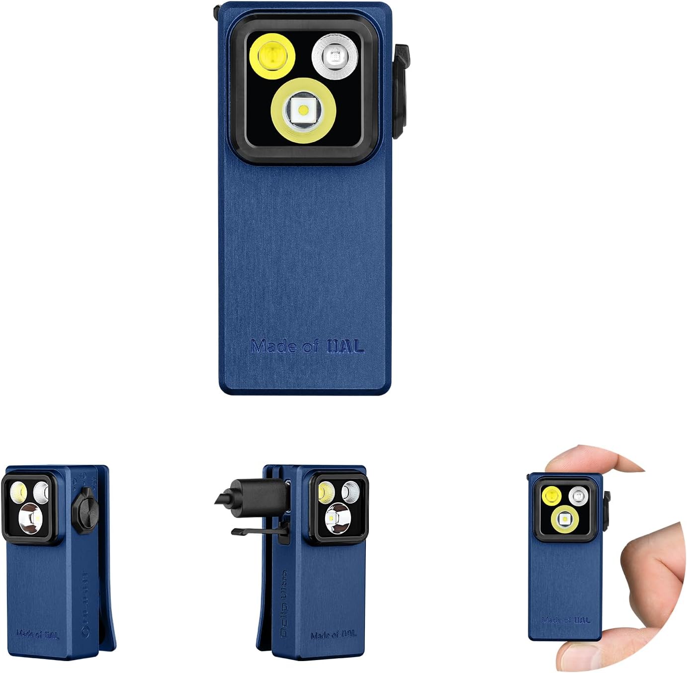 OLIGHT Oclip Ultra 530 Lumens Clip on Torch with UV Light, Floodlight, Spotlight, USB-C Rechargeable EDC Lamp with Magnetic Base, Durable Mini LED Flashlight for Running, Working, Hiking (Navy Blue)
