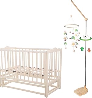 Crib Mobile Wooden Arm, Free Lifting and lowering 67 Inches Standing Mobile Arm Suitable for All Cribs 100% Natural Larch Hanger Nusery Decor Baby Room Safe Holder(Mobile is not Included ）