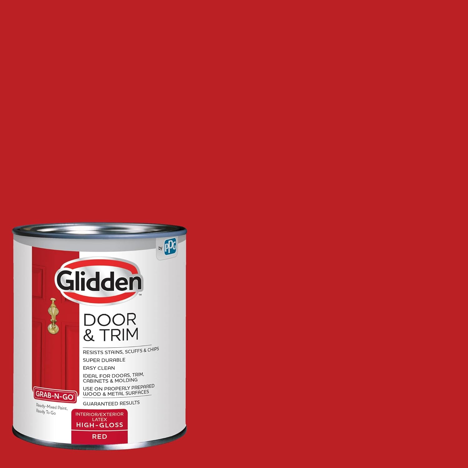 Glidden Grab-N-Go Door & Trim Interior Paint, 1 Quart, High Gloss, Red