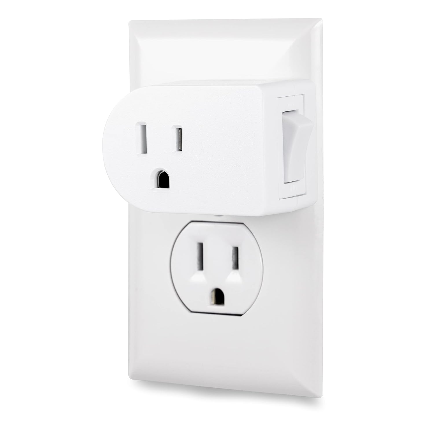 Cordinate Grounded Outlet On/Off Power Switch, 3 Prong, Plug in Adapter, Easy to Install, For Indoor Lights and Small Appliances, Energy Saving, White, 49968, 1 Pack