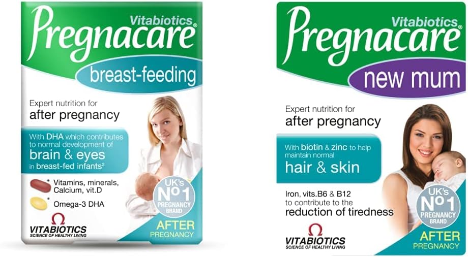 Postnatal Support Vitamin Pack for New Mums Breastfeeding. Reduce Tiredness and Fatigue, Support Hair Health, Skin Health While Sustaining Energy Level