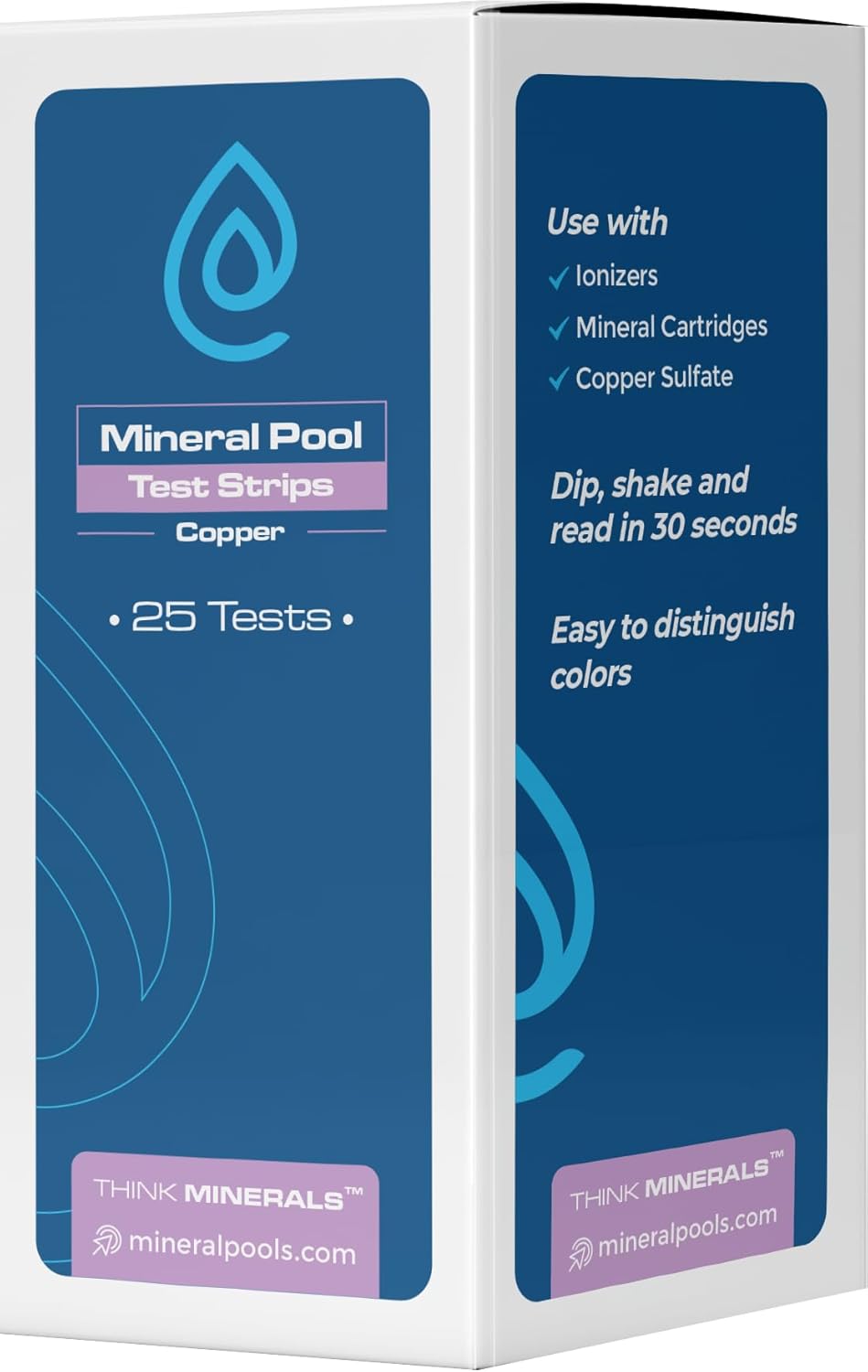 Copper Test Strips for Pool Ionizers, Mineral Cartridges, Copper Sulfate and Copper Algaecides