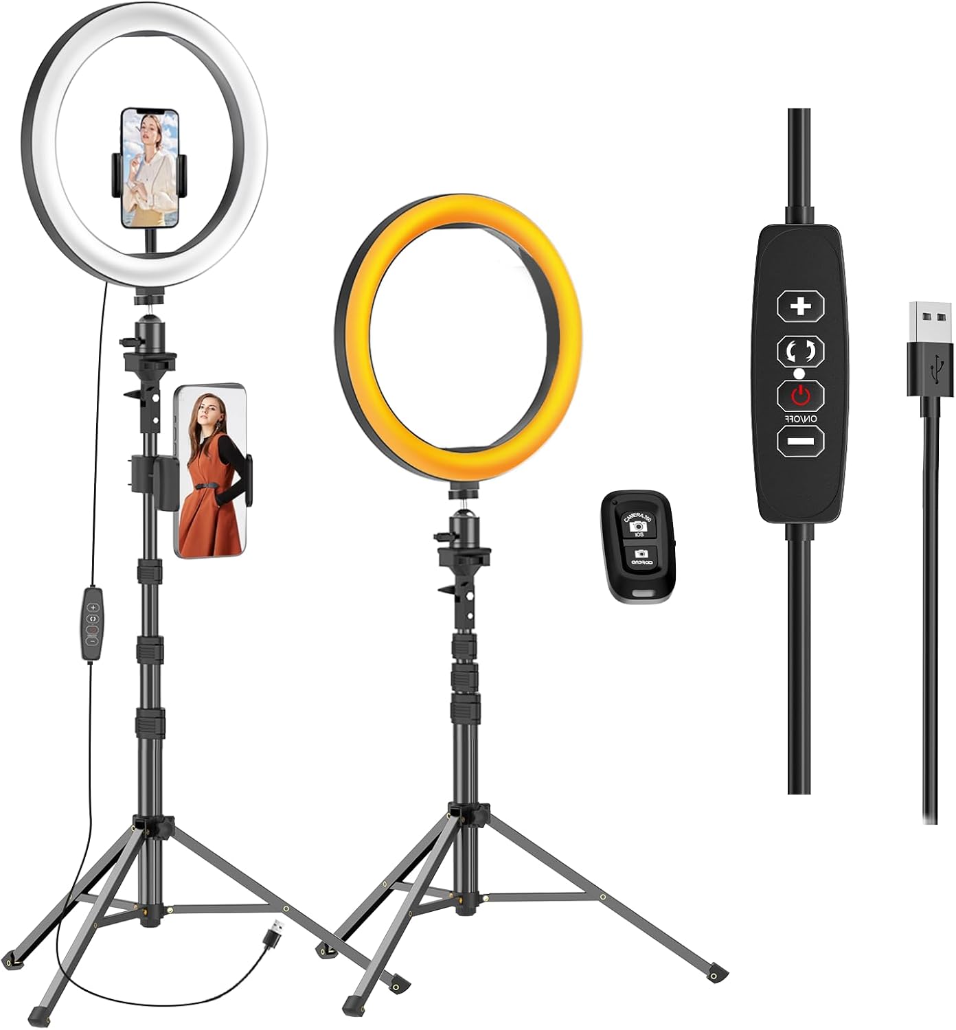 EMART 13" Ring Light with 55" Extendable Tripod Stands and Phone Holder, Dimmable LED Circle Round Light for Selfie Camera Photography/Makeup/YouTube Video/Vlogging/Live Streaming