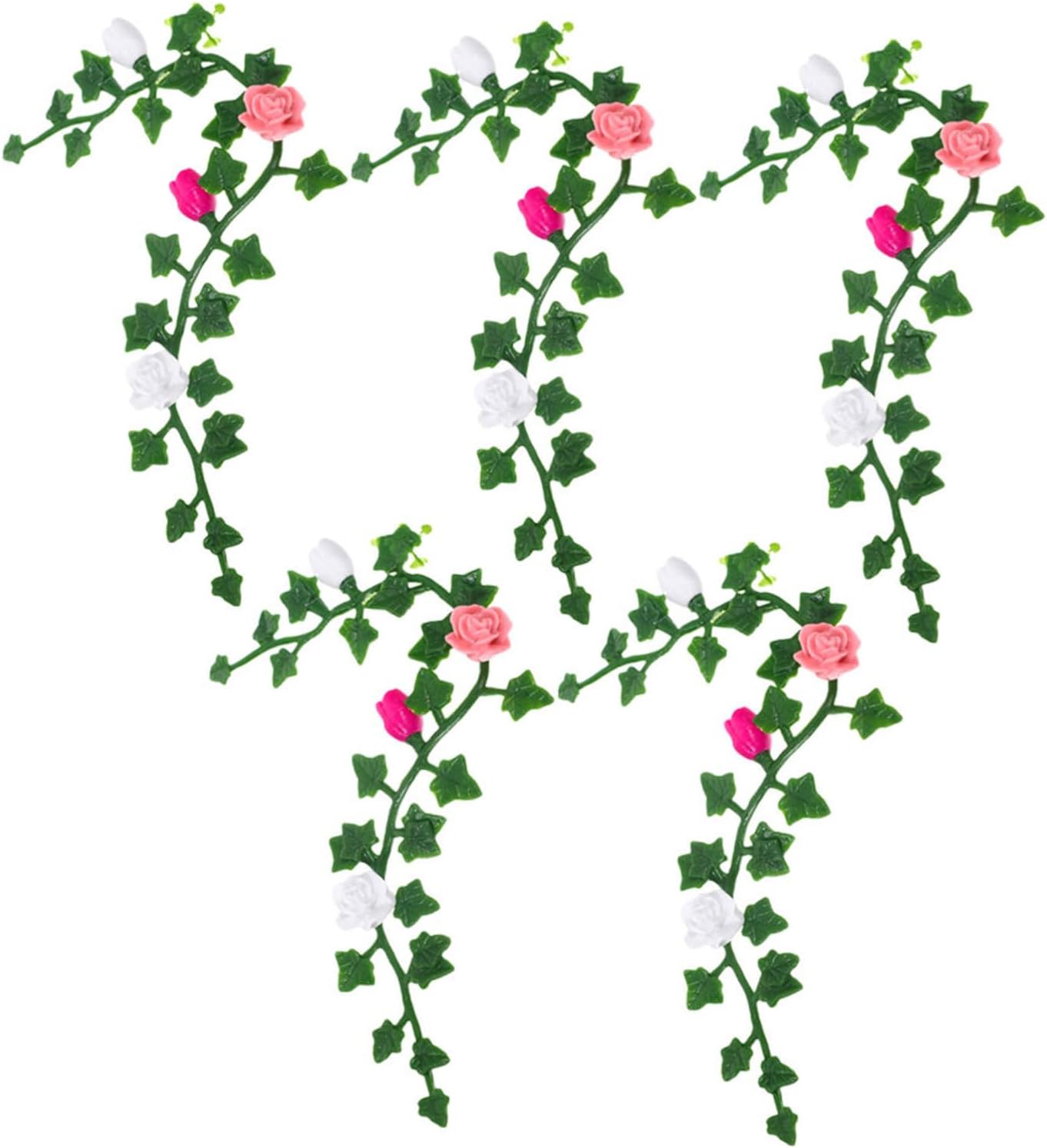 FRCOLOR 5pcs Mini Flower Vine Simulation Dollhouse Decor Artificial Miniature Garden Landscape Model for DIY Micro Scenery and Small Garden Decoration