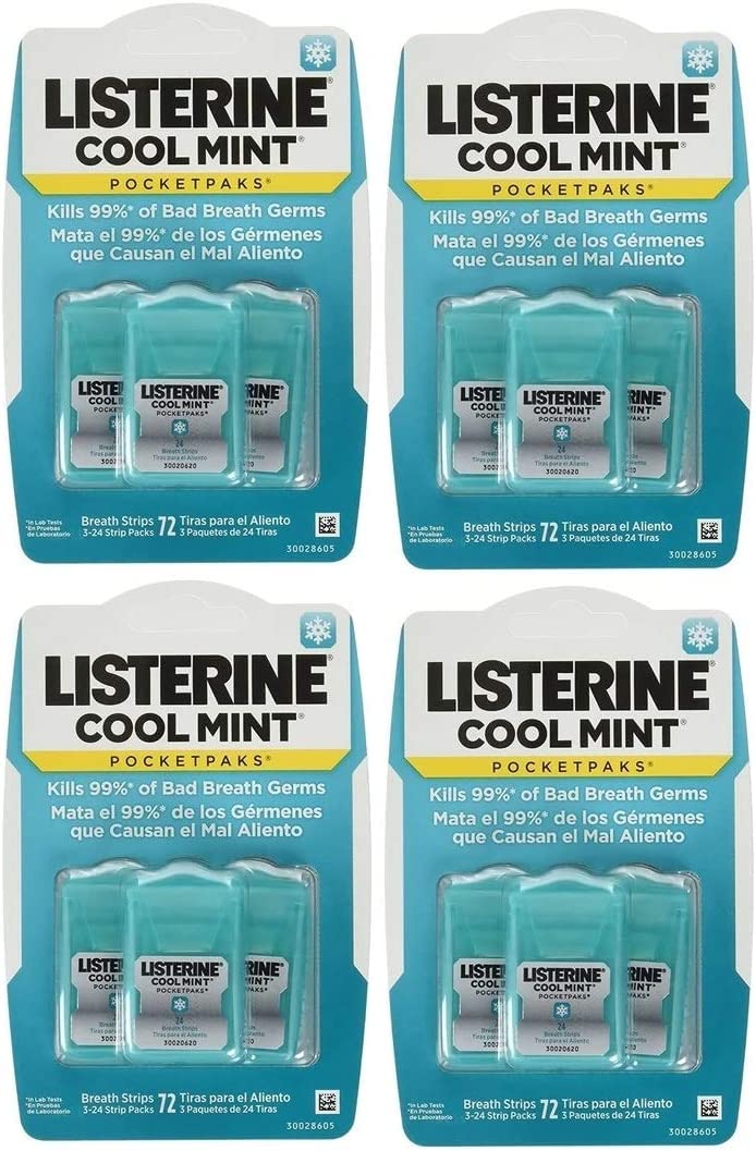 Listerine Cool Mint Pocketpaks Breath Strips, 12-24-Strip Pack Total 288 Strips