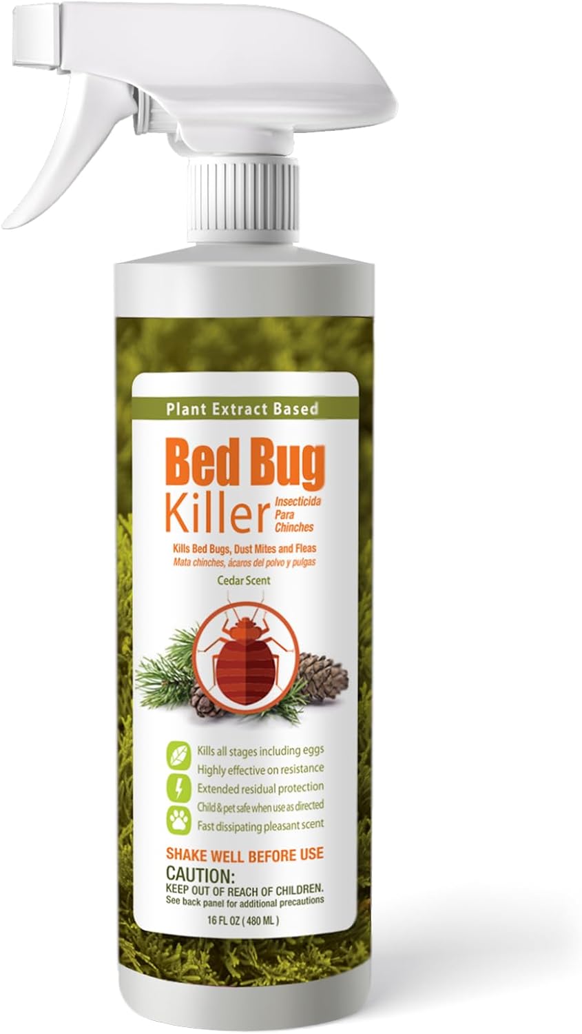 EcoVenger Bed Bug Killer Spray (480ml), Quickly Kills Bed Bugs, Nymphs, Eggs, Dust Mites, Lice & Resistant Bugs, 2 Weeks Extended Residual, Plant Based Non-Toxic, Safe for Children & Pets