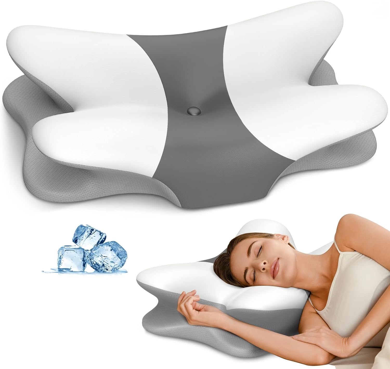 Cervical Neck Pillow for Pain Relief - Ergonomic Side Sleeper Pillow for Neck Support, Cooling Memory Foam Pillows for Sleeping, Contour Pillow Orthopedic Bed Pillow for Back Stomach Sleepers