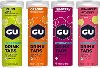 GU Energy Hydration Electrolyte Drink Tablets, Vegan, Gluten Free & Caffeine Free, Enhanced Endurance Sports Drink for Running, Cycling, Triathlon, 4-Count (48 Servings), Assorted Flavors