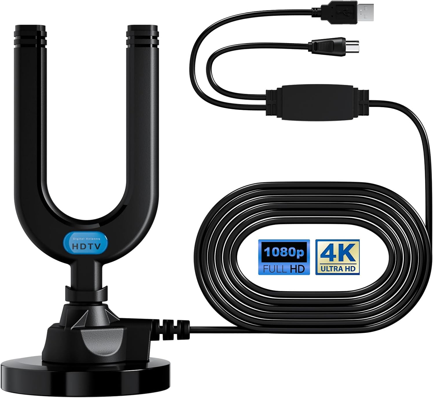 Diswoe TV Aerial, Indoor TV Aerial for Smart TV with Signal Booster High Gain Freeview Outdoor Antenna for 4K 1080P HDTV & VHF UHF DAB Radio with 26Ft Coax Cable