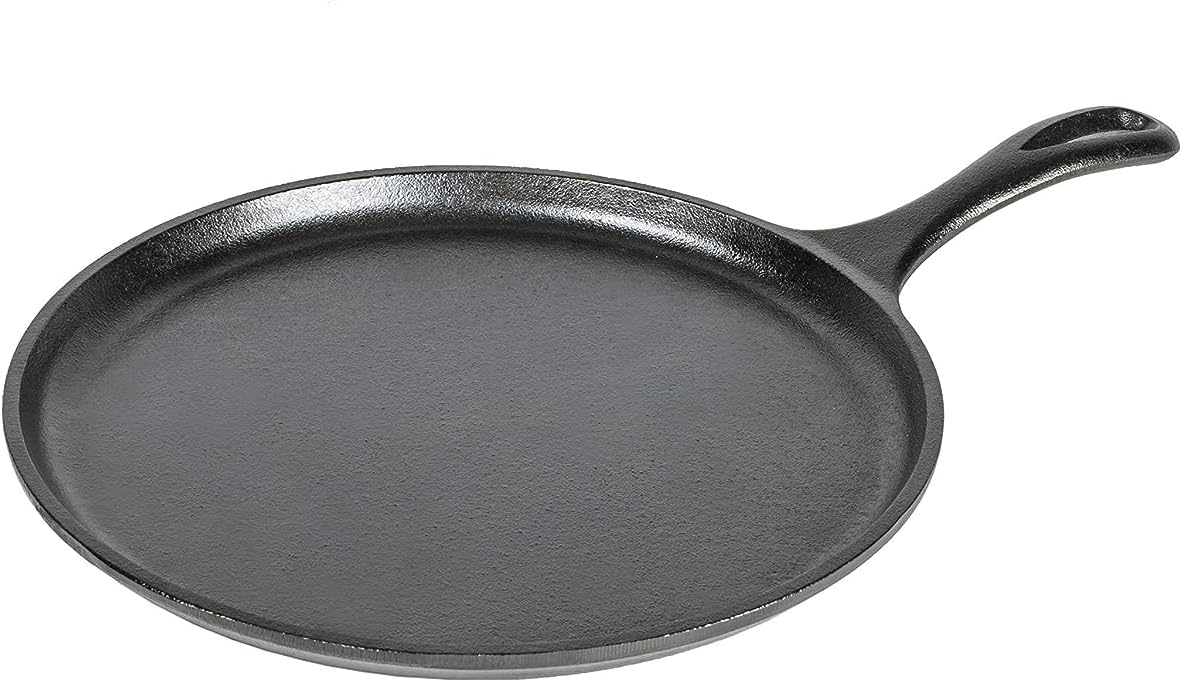 Lodge L9OG3 Cast Iron Round Griddle, Pre-Seasoned, 10.5-inch - Made in USA, Compatible with Stovetop, Oven, Grill & Campfire