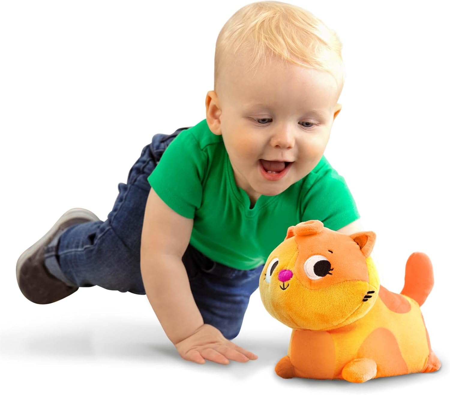 B. toys – Plush Crawling Cat – Interactive Meowing Plush with Movement & Sounds – Washable Tummy Time Toy for Babies & Toddlers – 1+
