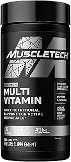 Muscletech Multivitamin for Men & Women Platinum Multivitamin | Vitamin C for Immune Support | 18 Vitamins & Minerals | Vitamins A C D E B6 B12 | Daily Workout Supplements | Multivitamins, 180 ct