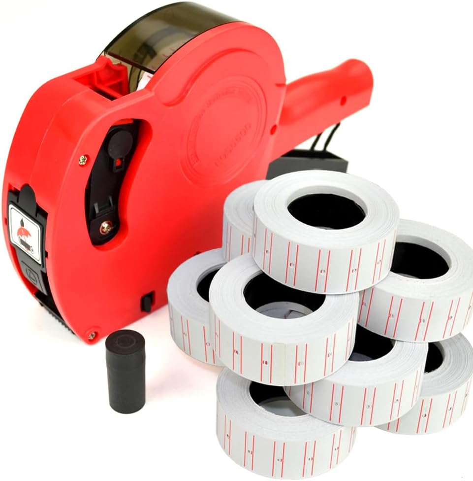 MX5500 DSL Pricing Gun Labeller Shop Office Free 10 Rolls Price Label + Spare Ink (Red)