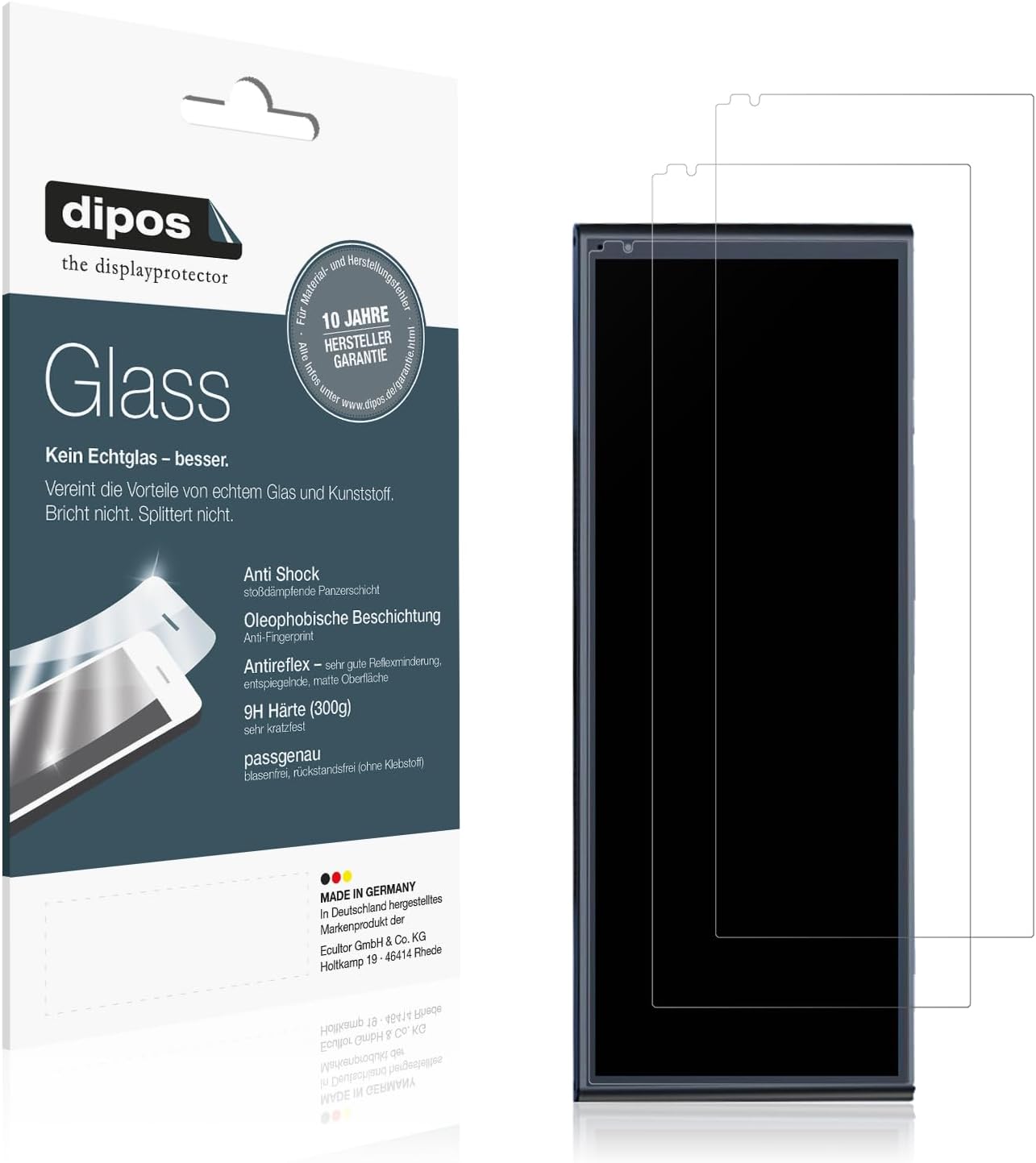 dipos I 2x Screen Protector matte compatible with Krunia RC06 9.26 Zoll Display Flexible Glass 9H Display Protection
