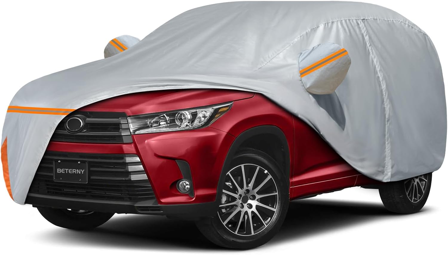 Waterproof Car Cover for 2001-2025 Toyota Highlander, Custom-fit All Weather Sun Rain UV Dust Snow Protection Outdoor Highlander Full Car Cover with Door Zipper and Cotton Lining-Gray