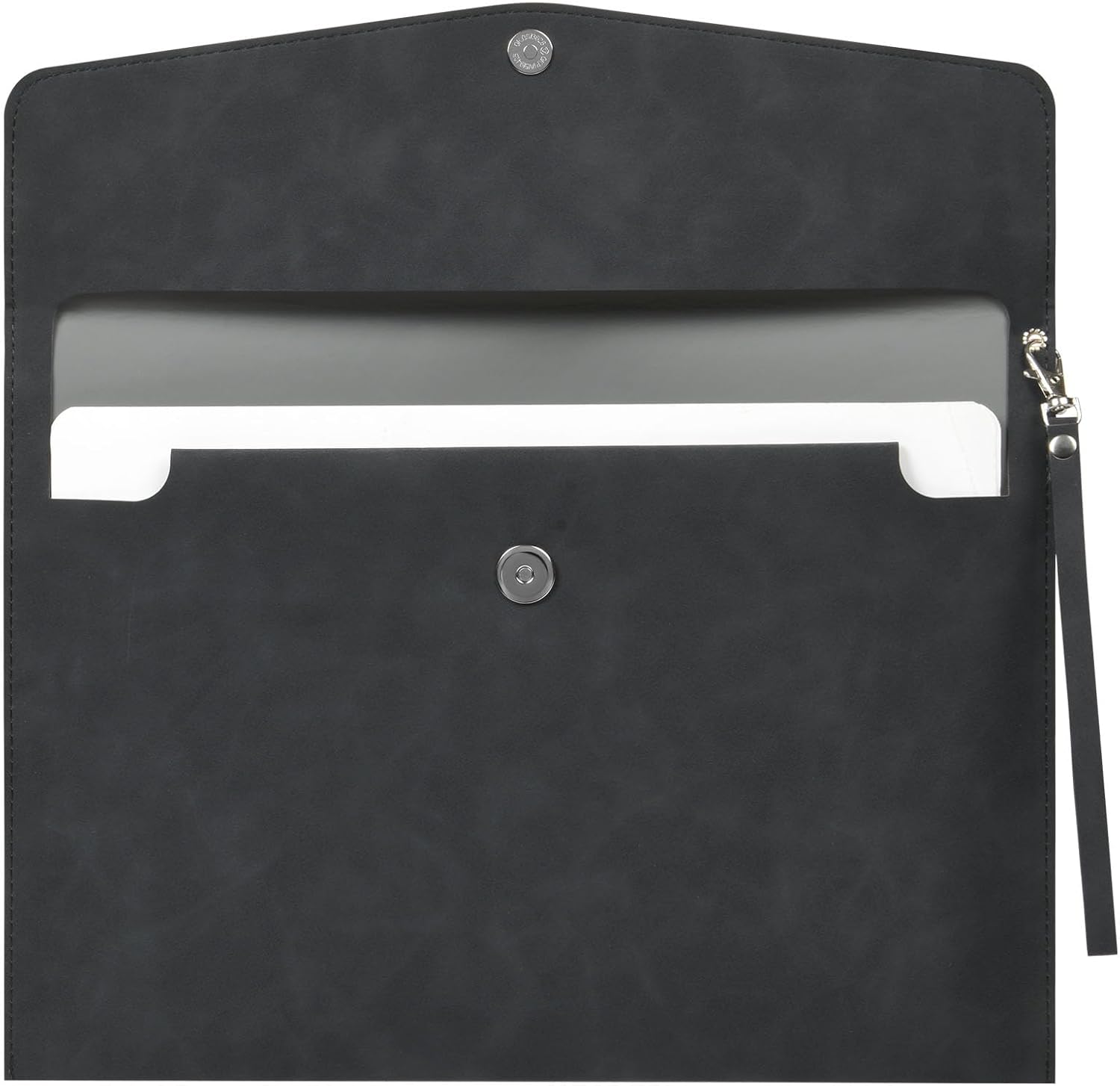 OFFCUP Envelope Documents, A4 Leather File Folder, Portable PU Document Bag with Pockets, Travel Portfolio Bag Holder Organizer for Document Stationery Organizer Tablet PC Sleeve (Black)