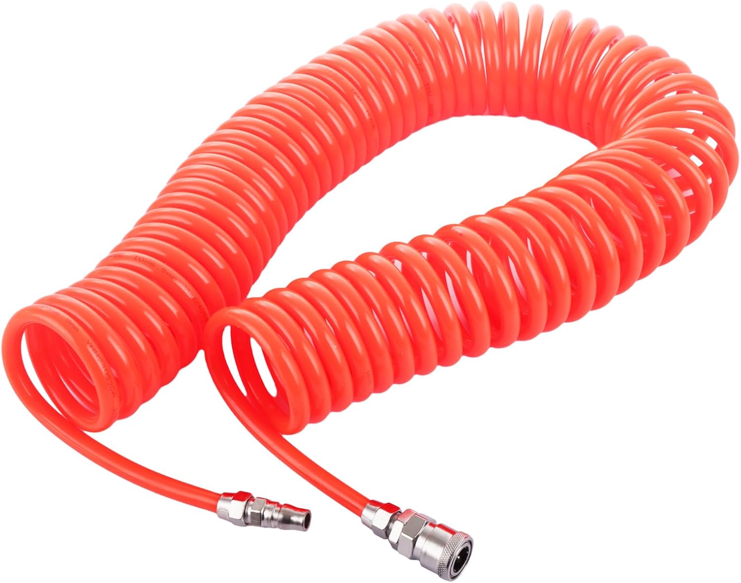 ASelected Air Compressor Hose Polyurethane Recoil with 1/4 inch Europe Quick Coupler and Plug Fittings,12m Length,6.5mm IDx10mm OD with Bend Restrictor,Long Air Line Hose Compressor Tool Coiled,Red