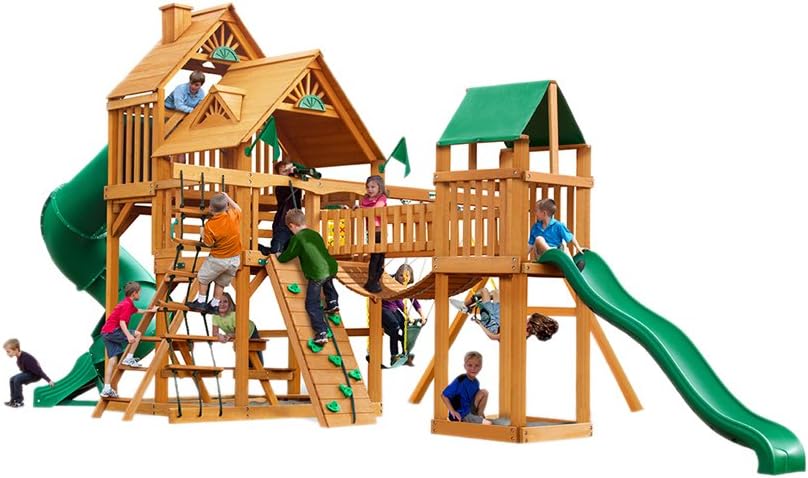 Gorilla Playsets Treasure Trove I Wooded Swing Set with Wood Roof