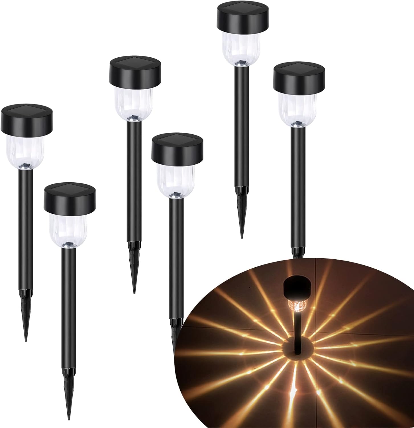 YUWELL Solar Outdoor Light (6-Pack), Solar Pathway Lights, Waterproof Solar Garden Light, Outdoor Light for Landscape, Garden, Channel, Sidewalk and Driveway, Warm White LED