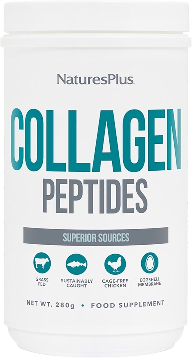 NaturesPlus Collagen Peptides Powder Unflavoured - Sustainable Hydrolysed Collagen Supplement, 6 Major Types of Collagen - Gluten Free - 280 g