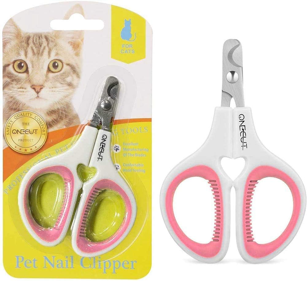 OneCut Pet Nail Clippers, Update Version Cat & Kitten Claw Nail Clippers for Trimming, Professional Pet Nail Clippers Best for a Cat, Puppy,Rabbit, Kitten & Small Dog,Sharp & Safe (Pink)