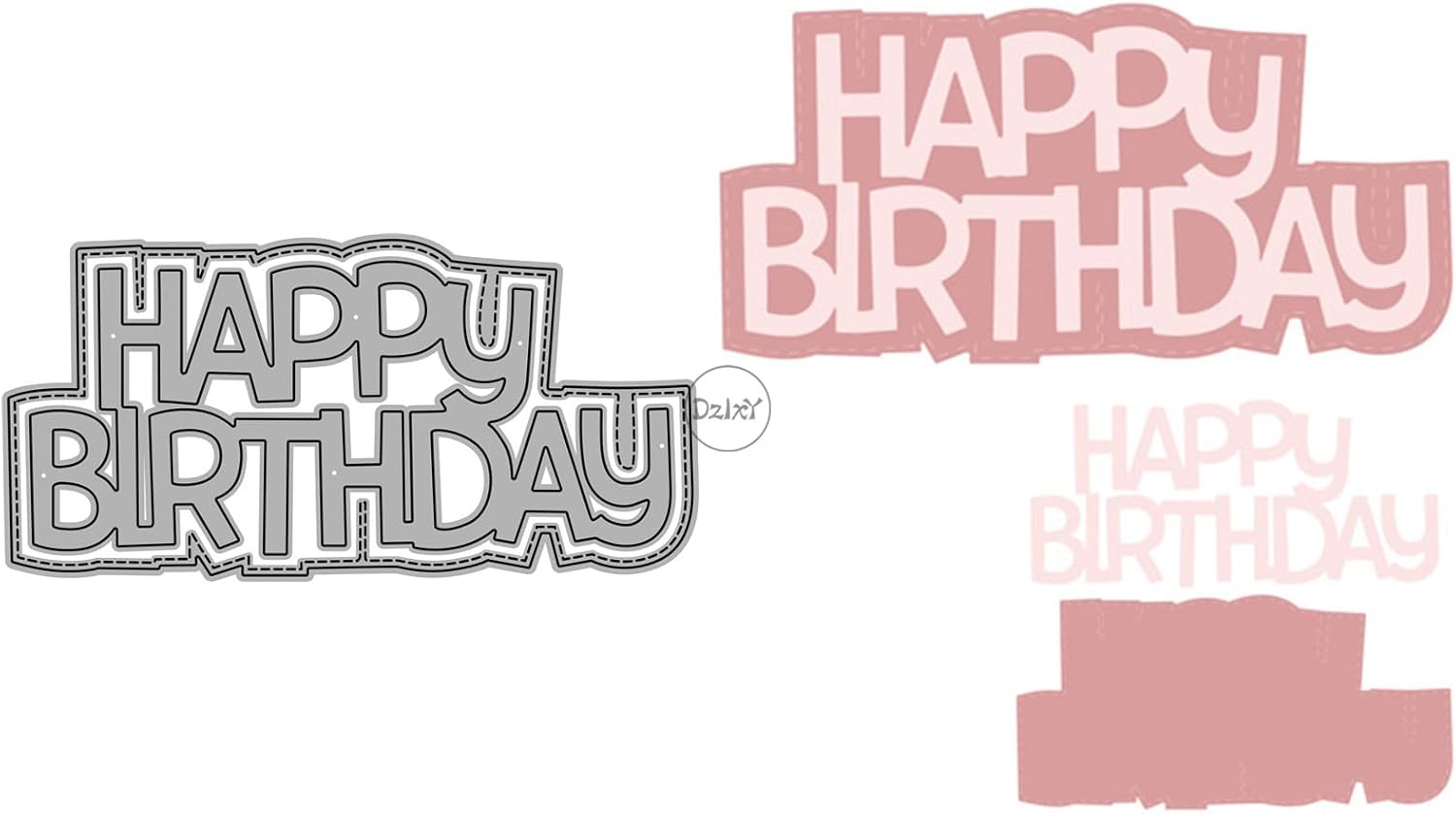 DzIxY Shadow English Words Happy Birthday Metal Cutting Dies for Card Making Kit Embossing Paper Die Cuts Set Scrapbook Stencils Supplies Machine Templates