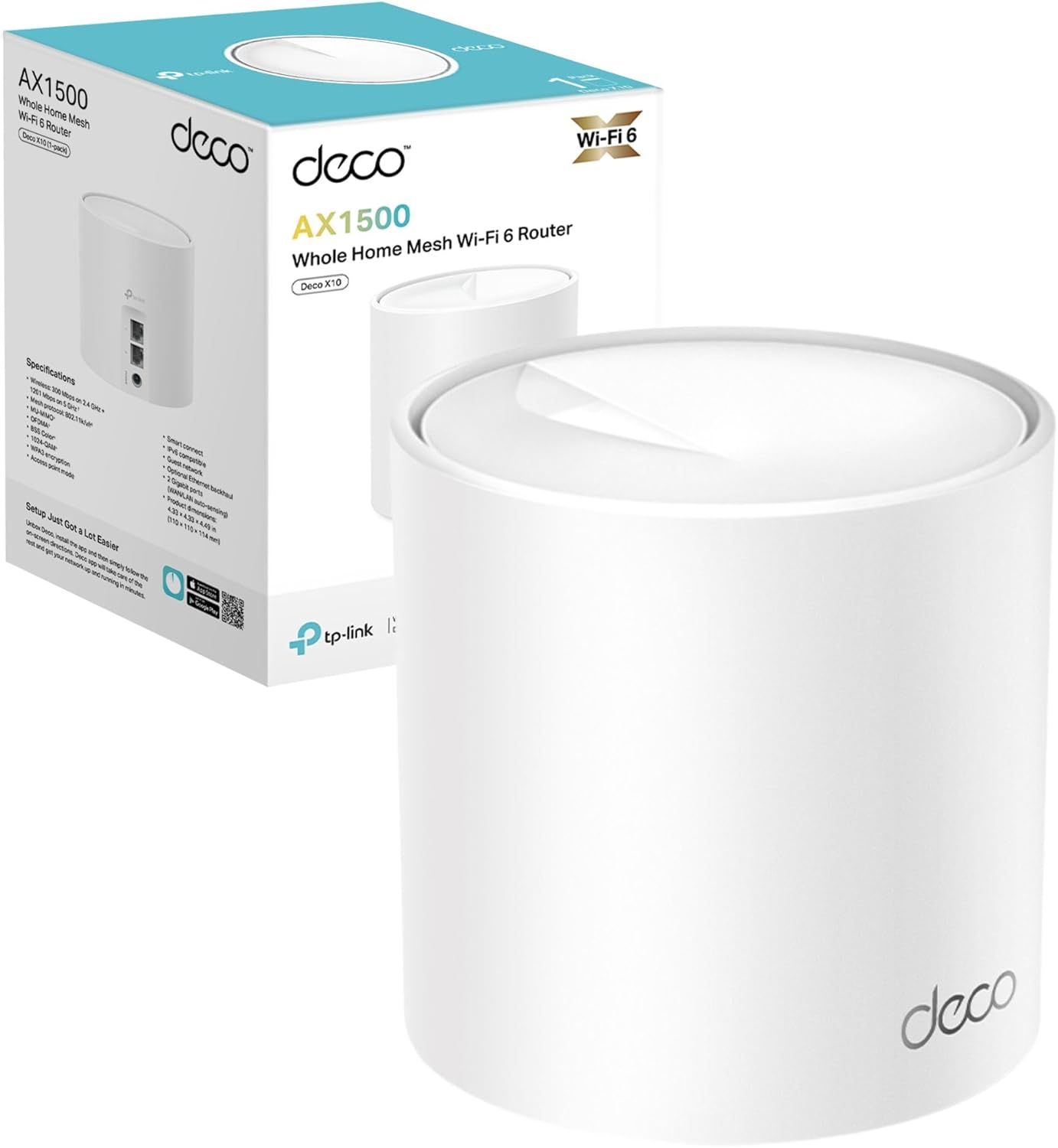 TP-Link Deco X10 Router WiFi 6 AX1500Mbps Mesh System, Gigabit Ethernet Ports, Extender Booster, Easy Setup, Internet Booster Routers