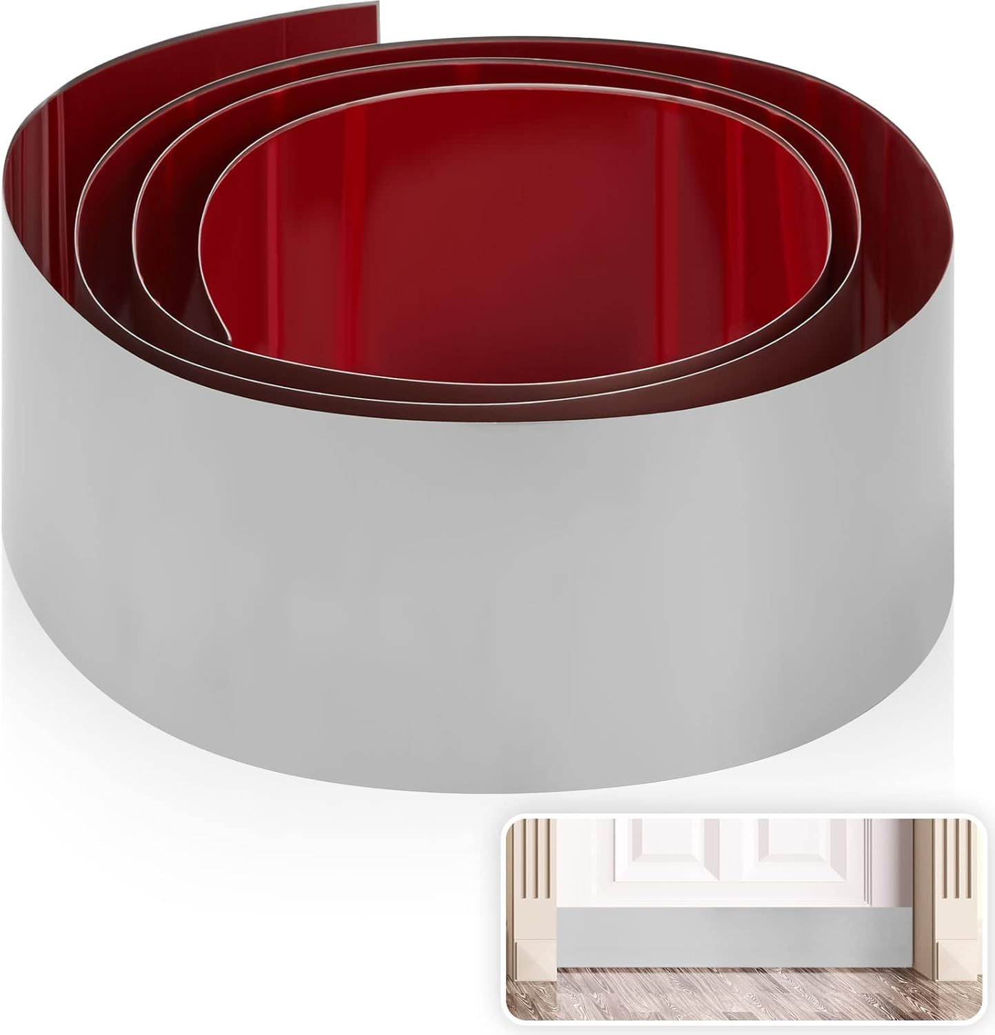 Amylove Door Kick Plate Stainless Steel Toe Kick Cover Kickplate Metal Door Bottom Protectors Commercial Baseboard Plate(Silver,6 x 102 Inch)